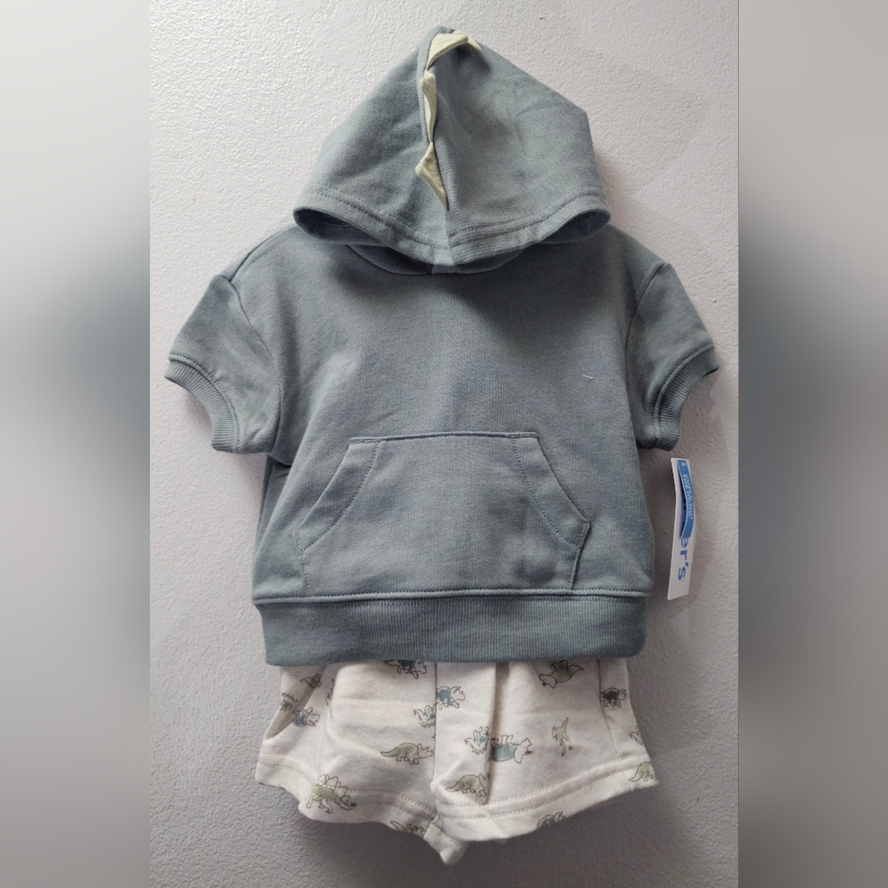 NWT Bos Carter's 2 Pc Set Dinosaur Spike Hood - Size 3 Mo